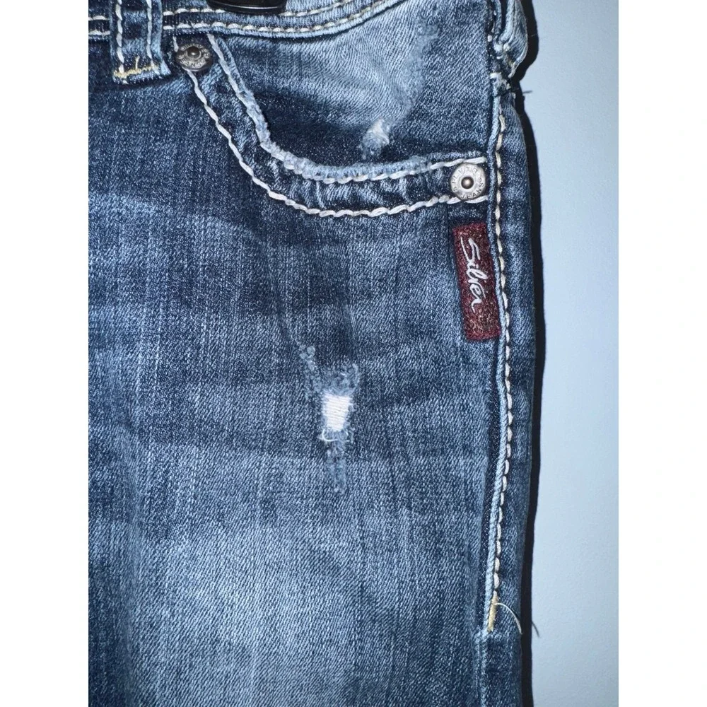 Silver jeans‎ low rise embellished wings capri jeans 32 (runs small in thighs) - Picture 3 of 12